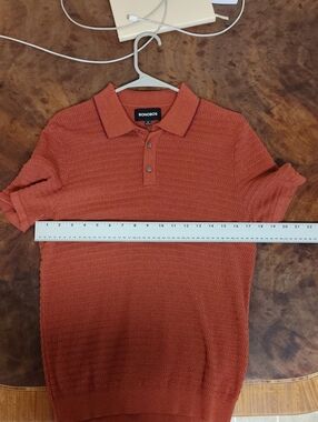 Bonobos Men's Textured Rust-Orange Polo Bought New Worn Once